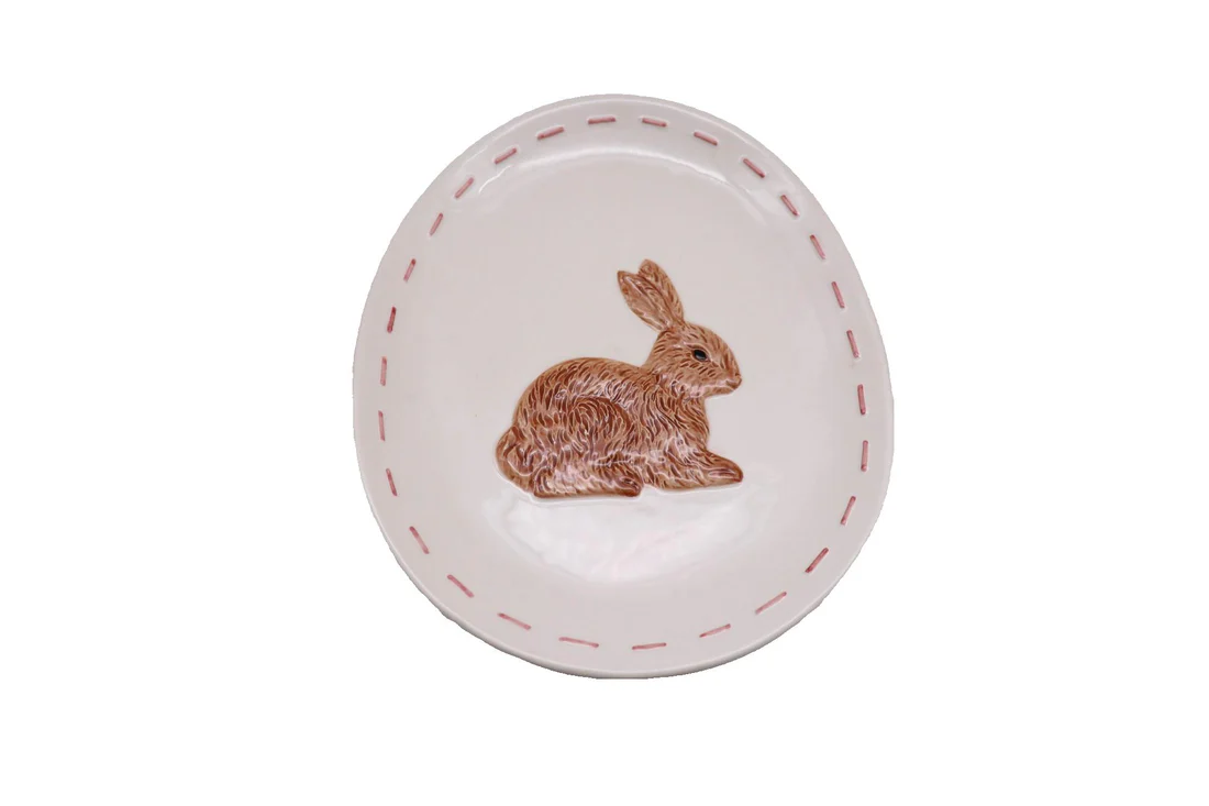 PLATO OVALADO CONEJO PASCUA 21CM ¡REMATE PASCUA!