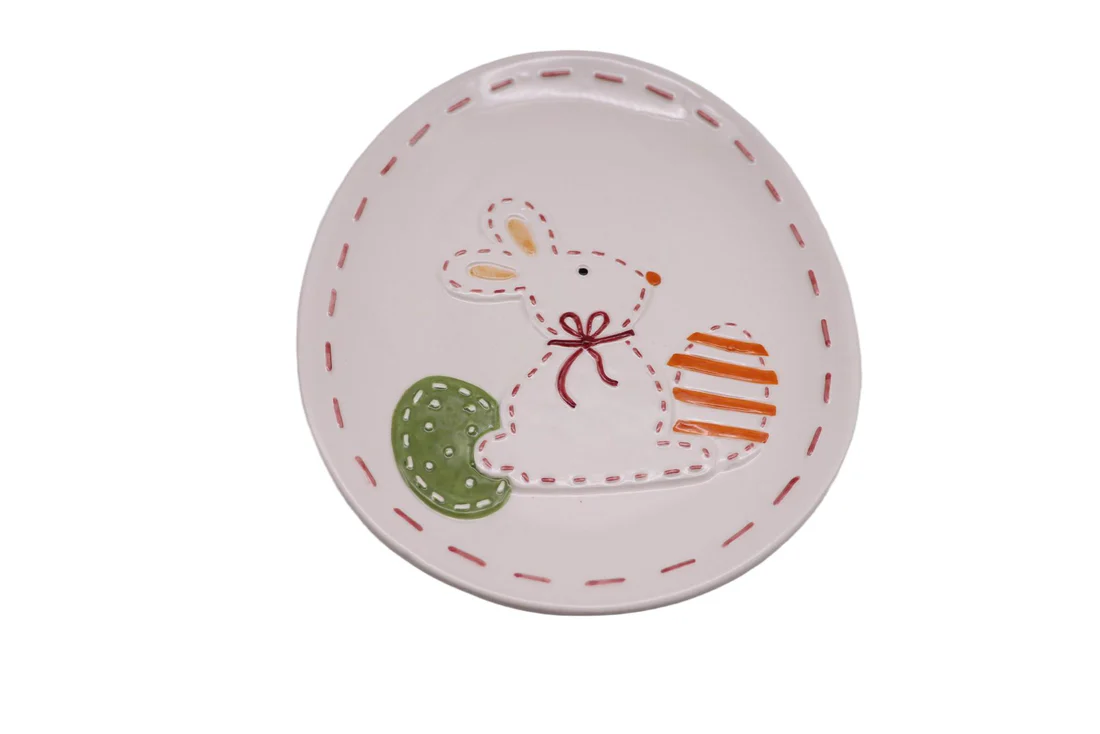 PLATO OVALADO CONEJO PASCUA 21CM