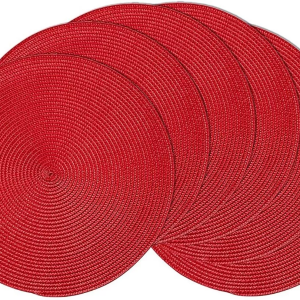 SET 6 INDIVIDUALES REDONDOS ROJO