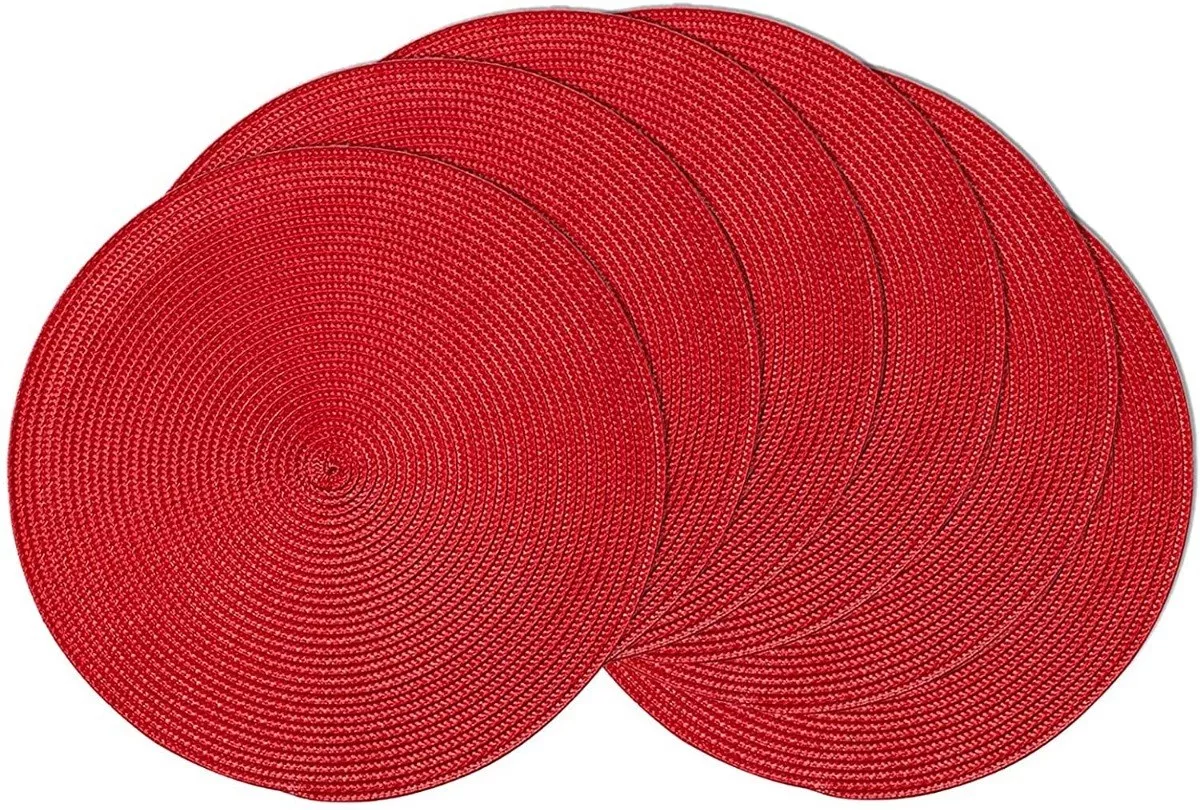 SET 6 INDIVIDUALES REDONDOS ROJO