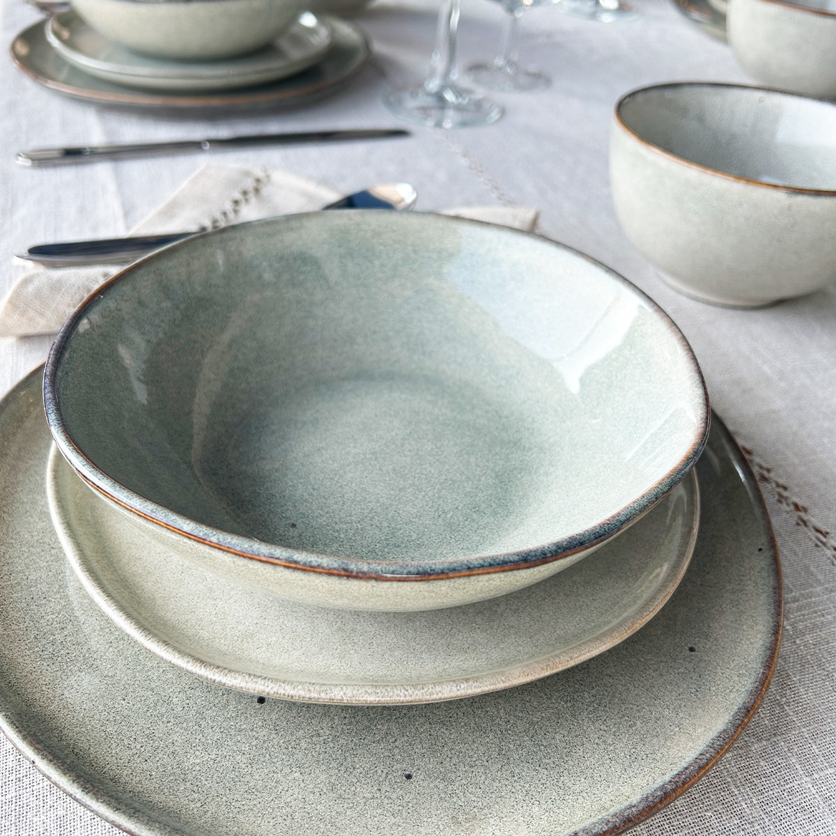 SET VAJILLA 18 PIEZAS RUSTICO GRIS ¡OFERTA CYBER! - Imagen 2