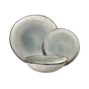 SET VAJILLA 18 PIEZAS RUSTICO GRIS ¡OFERTA CYBER!