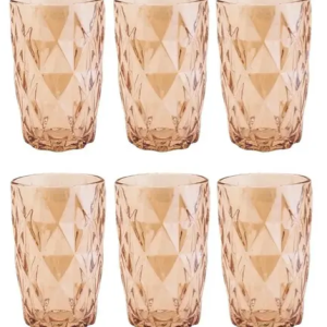 SET 6 VASOS ALTOS DIAMOND DORADO 330CC