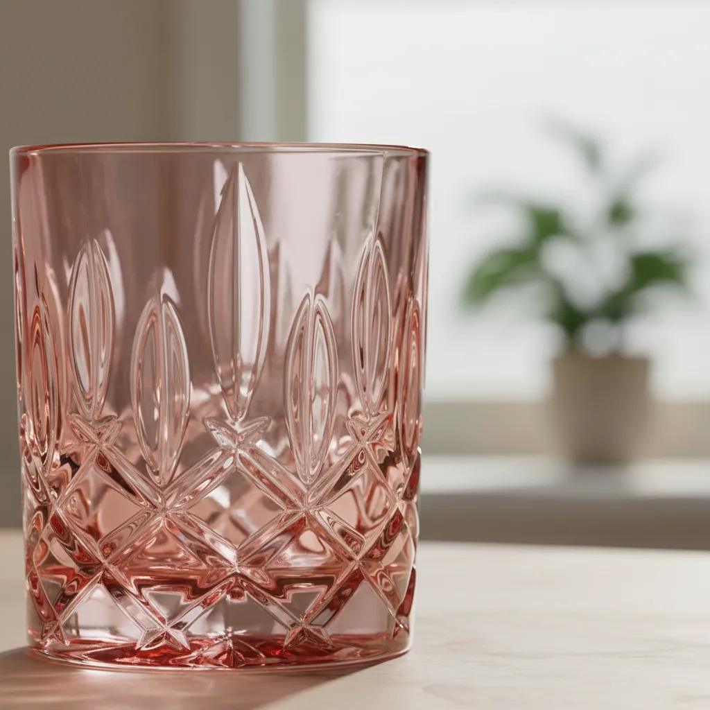 SET 6 VASOS TALLADOS NOBLESSE ROSADO - Imagen 3