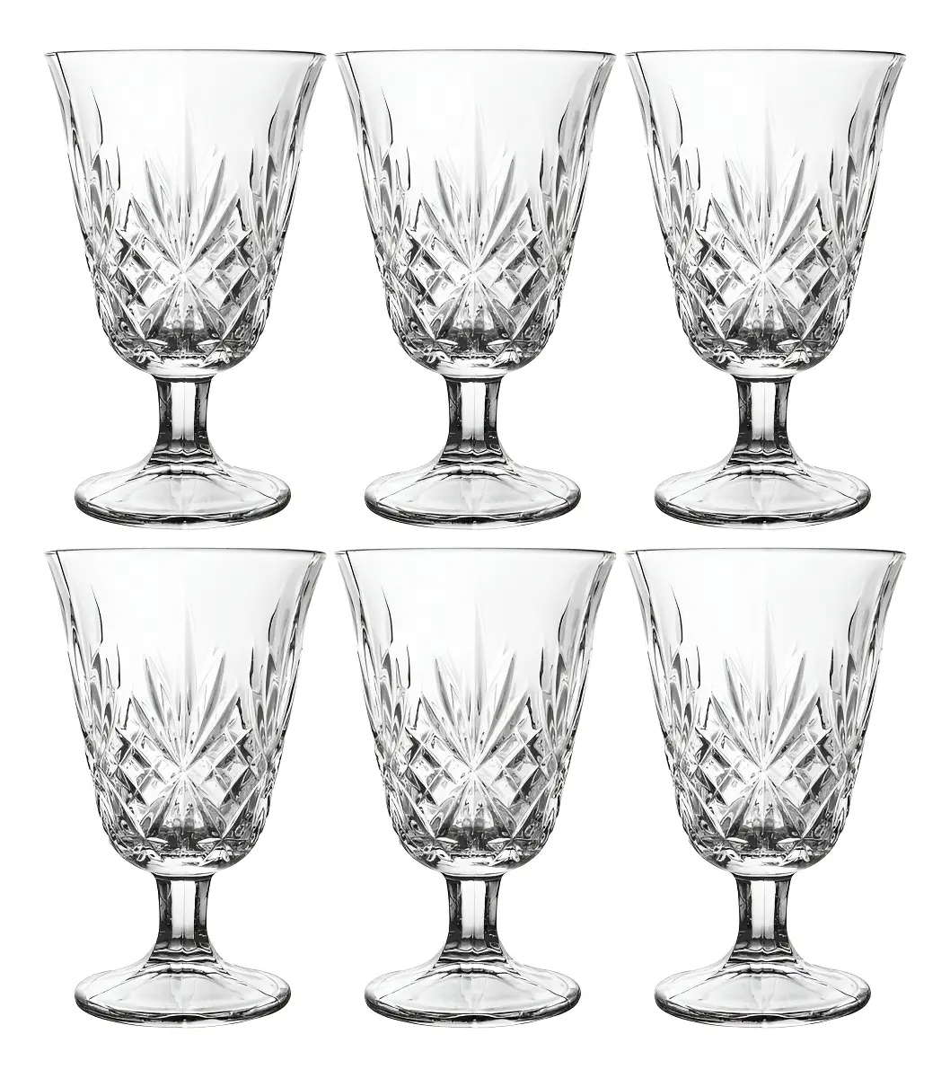 SET 6 COPAS DUBLIN VIDRIO TALLADO 250CC